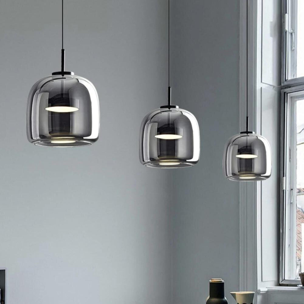NordicGlow Sort Glas Pendel Lampe
