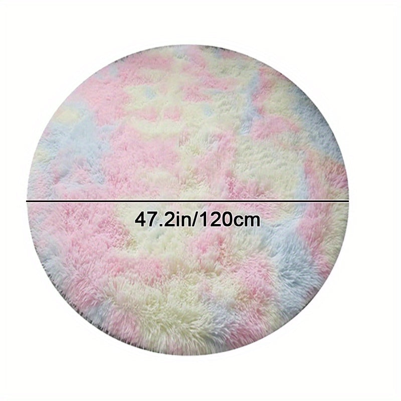 Ronde Regenboog Fluffy Vloerkleed – Zacht en Kleurrijk voor Elk Interieur | RainbowNest