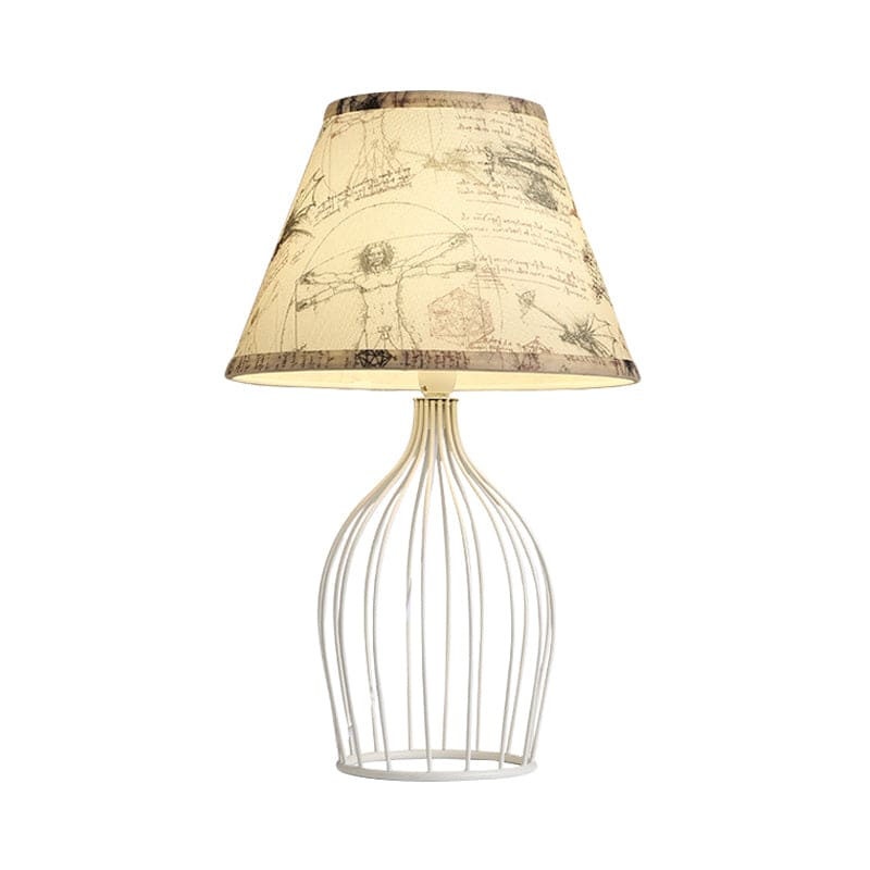 Traditional cone-shaped table lamp with wire basket base | WireCage