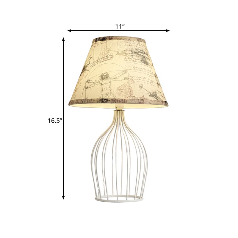 Traditional cone-shaped table lamp with wire basket base | WireCage