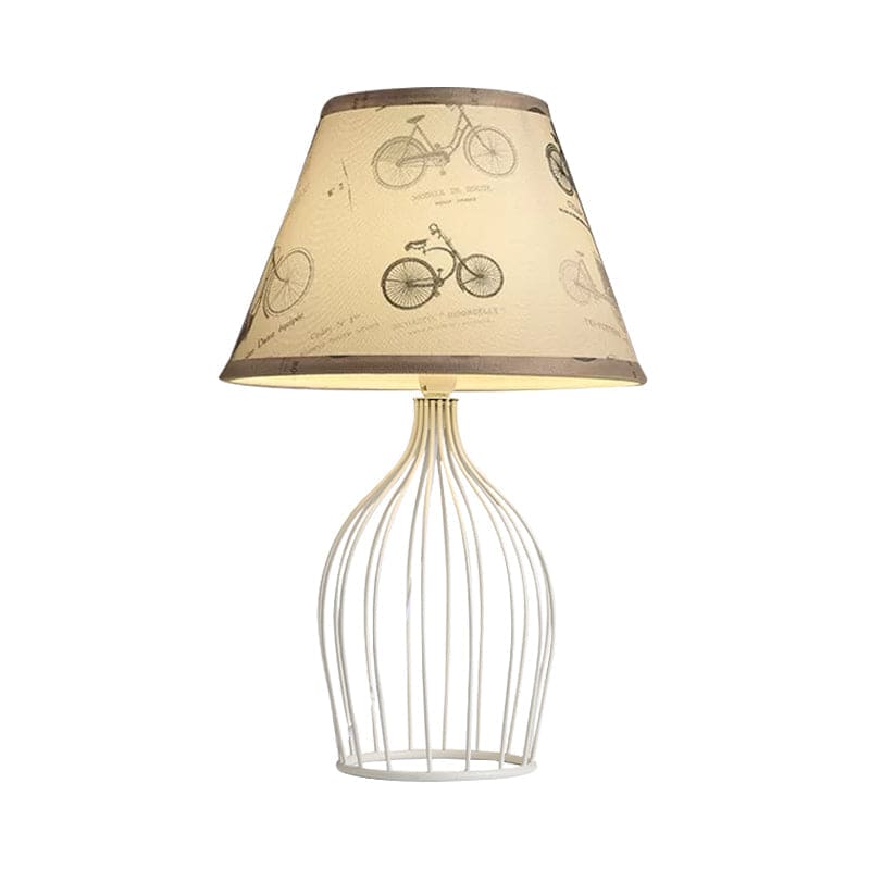 Traditional cone-shaped table lamp with wire basket base | WireCage