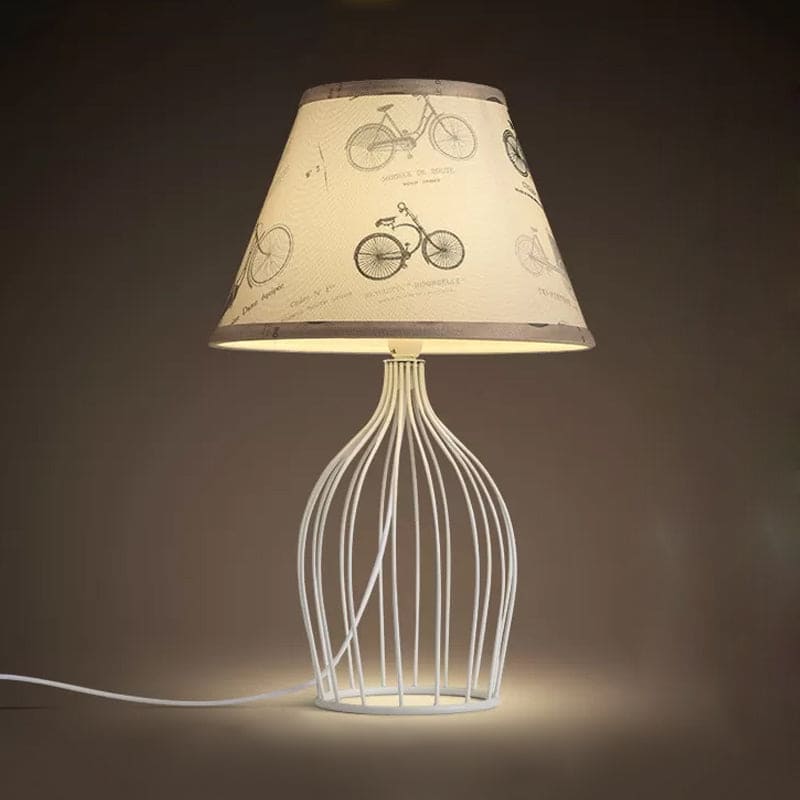 Traditional cone-shaped table lamp with wire basket base | WireCage