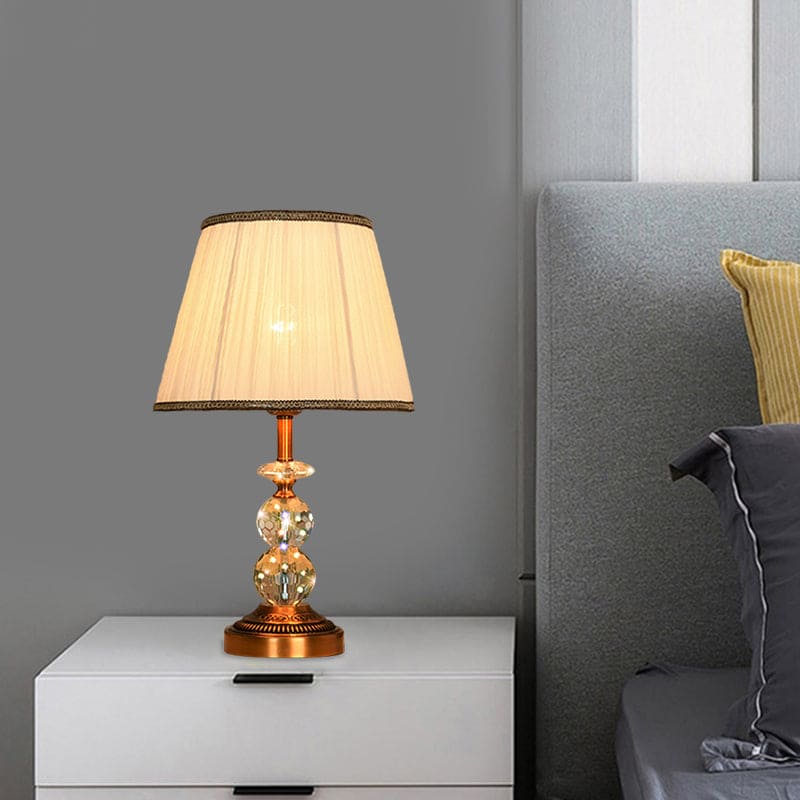 Table lamp with tapered shape and faceted crystal balls | CrystalGlow