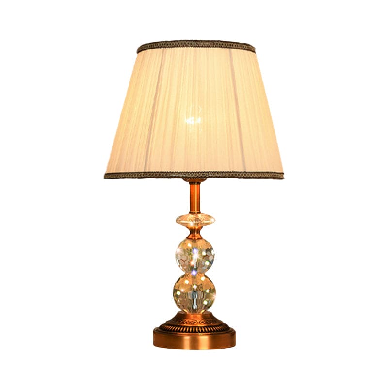 Table lamp with tapered shape and faceted crystal balls | CrystalGlow