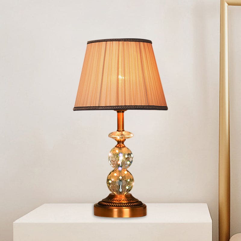 Table lamp with tapered shape and faceted crystal balls | CrystalGlow