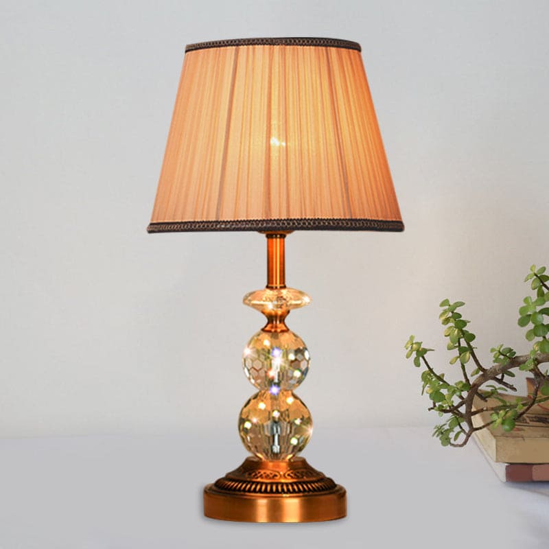 Table lamp with tapered shape and faceted crystal balls | CrystalGlow