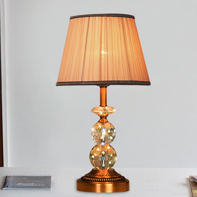 Table lamp with tapered shape and faceted crystal balls | CrystalGlow