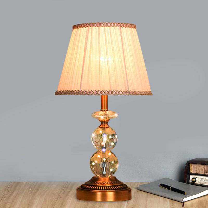 Table lamp with tapered shape and faceted crystal balls | CrystalGlow