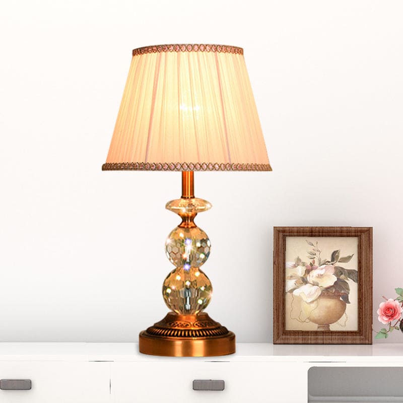 Table lamp with tapered shape and faceted crystal balls | CrystalGlow