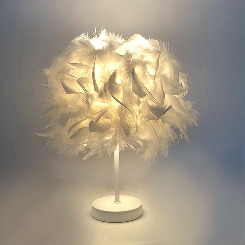 Fjer Vidstrakt Kugleformet Bordlampe | FeatherSphere