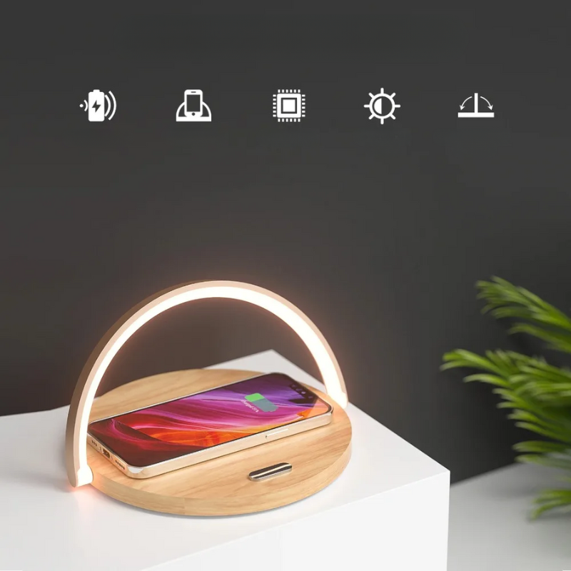 Pratique - Trådløs 15W Oplader med Justerbar Touch Lampe