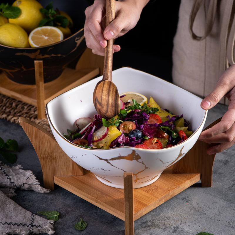 European Salad Bowl with Wooden Base | NordicBowl