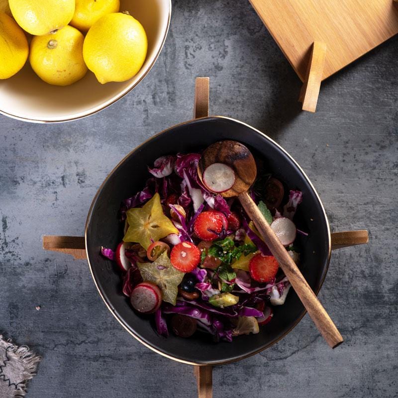 European Salad Bowl with Wooden Base | NordicBowl