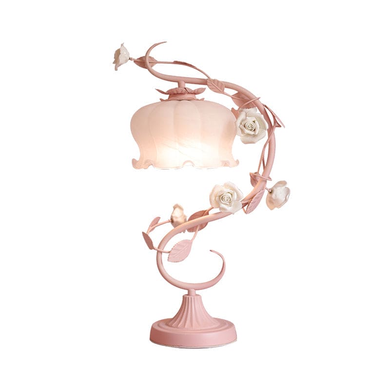 Table lamp in Pastoral Style with Ceramic Rose | RosePastel