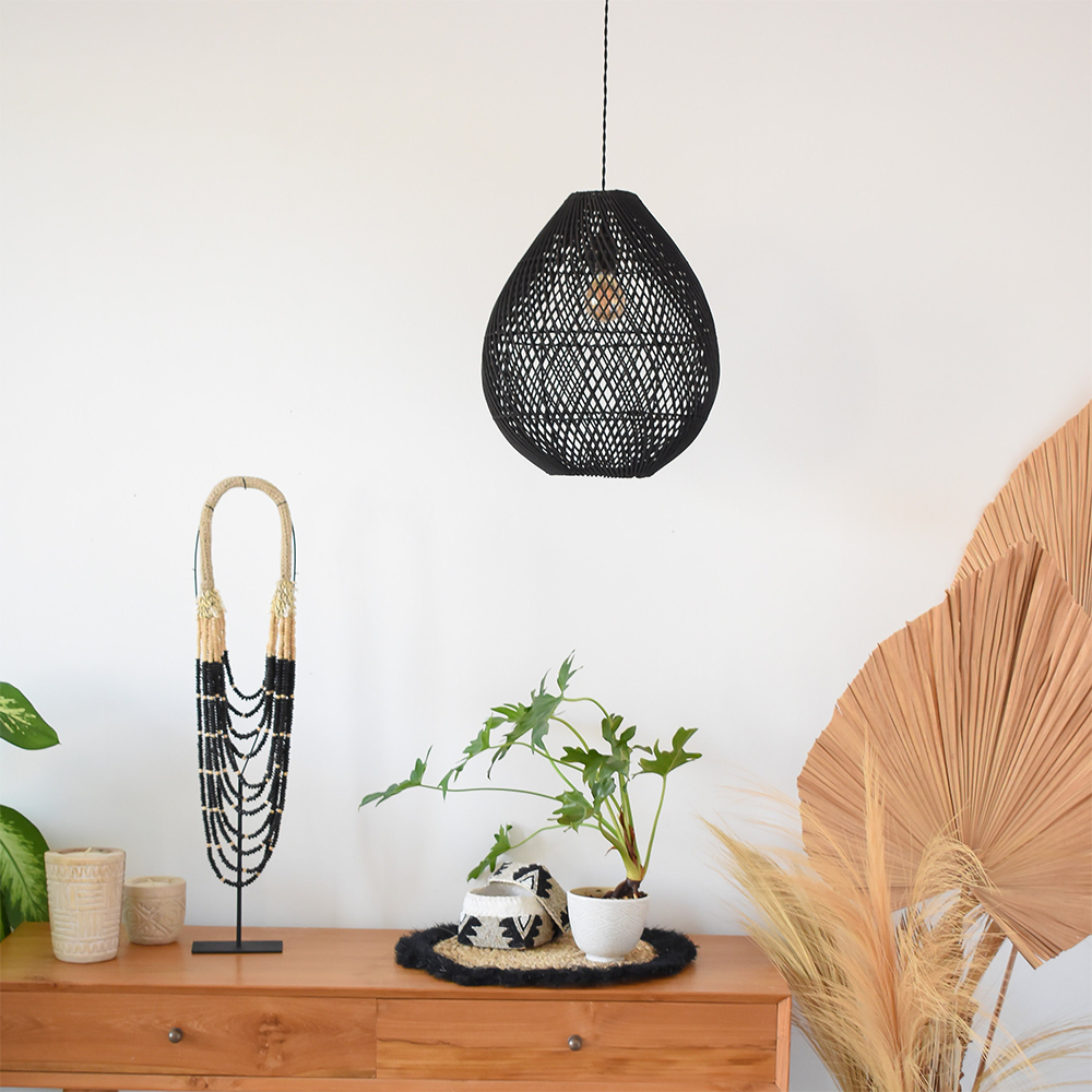 Handgefertigte Boheme Rattan Deckenlampe | RattanLuxe