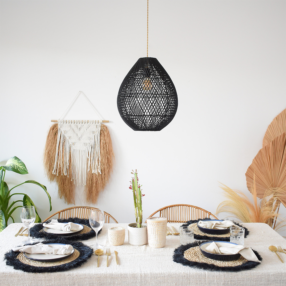 Handgefertigte Boheme Rattan Deckenlampe | RattanLuxe