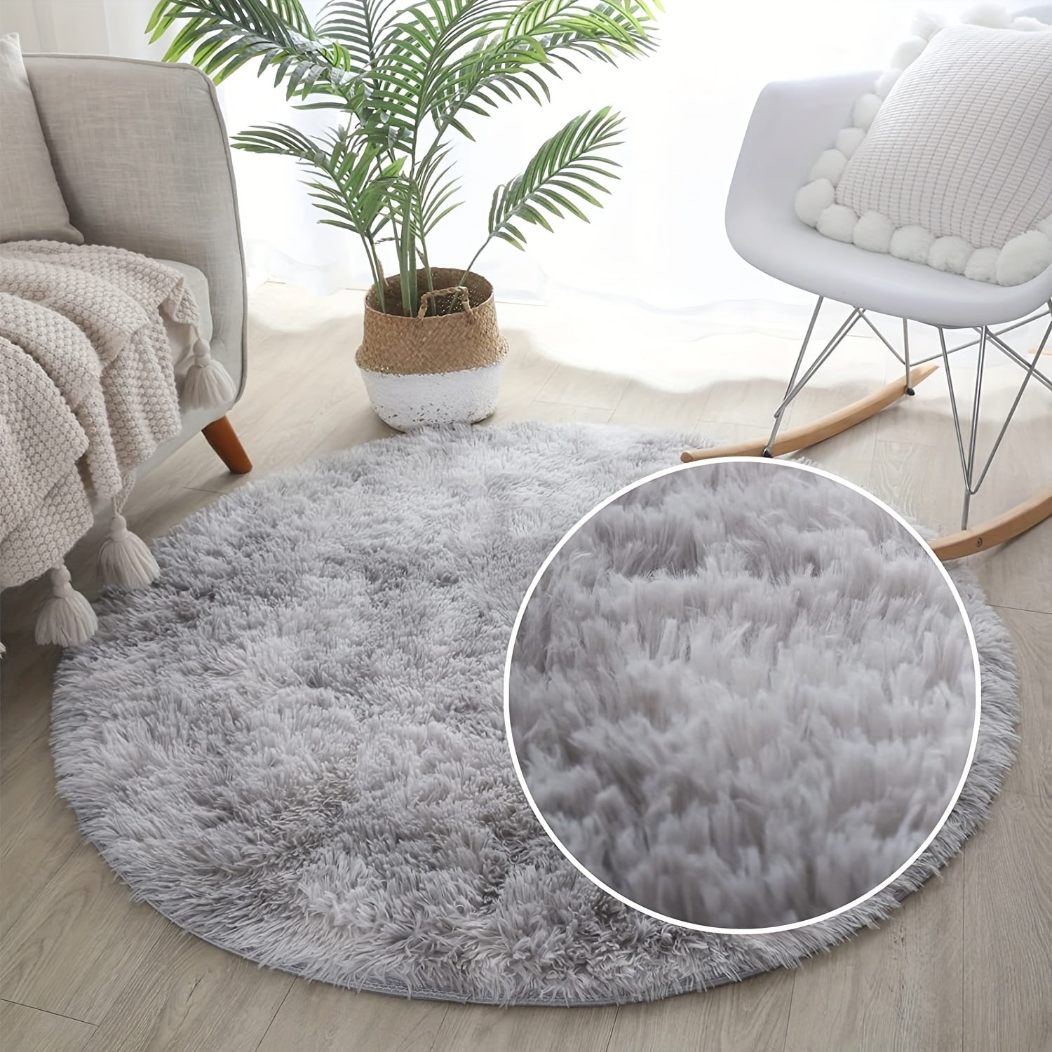 Ronde Regenboog Fluffy Vloerkleed – Zacht en Kleurrijk voor Elk Interieur | RainbowNest