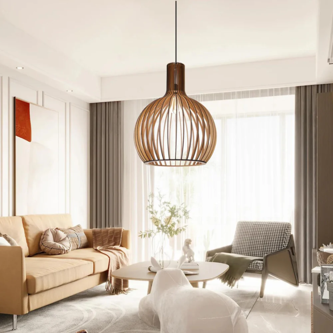 Luminara Wooden Pendant Lamp | LuxeGlow