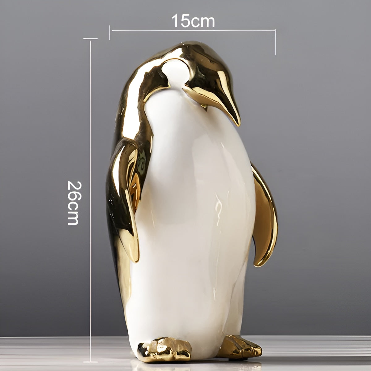 Guld Keramik Pinguin Skulptur | GoldenPengu