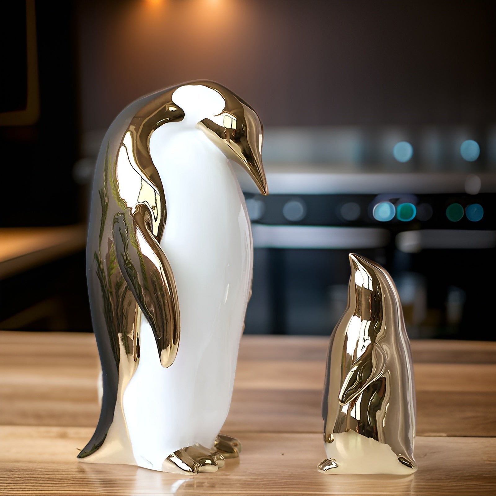 Guld Keramik Pinguin Skulptur | GoldenPengu