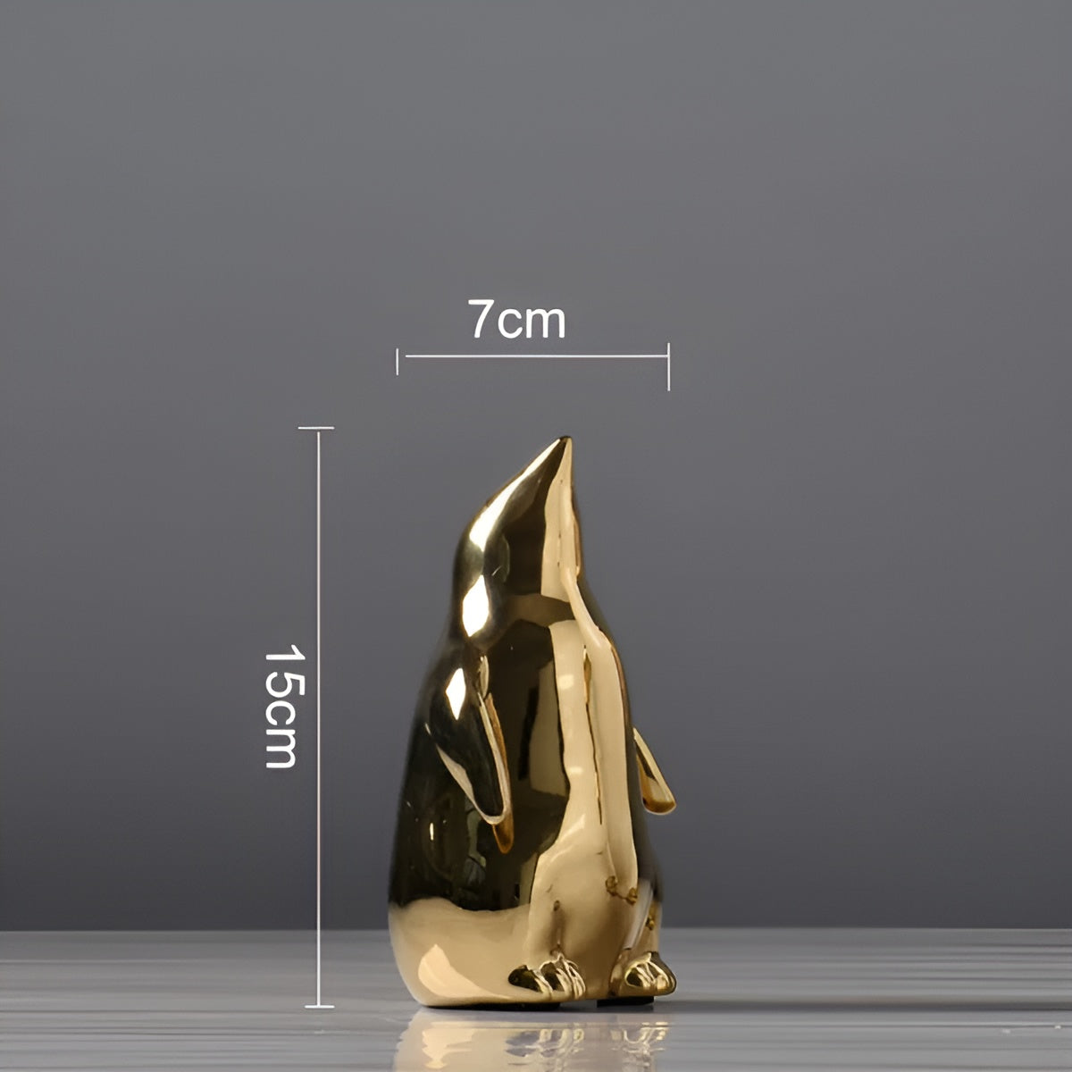 Guld Keramik Pinguin Skulptur | GoldenPengu