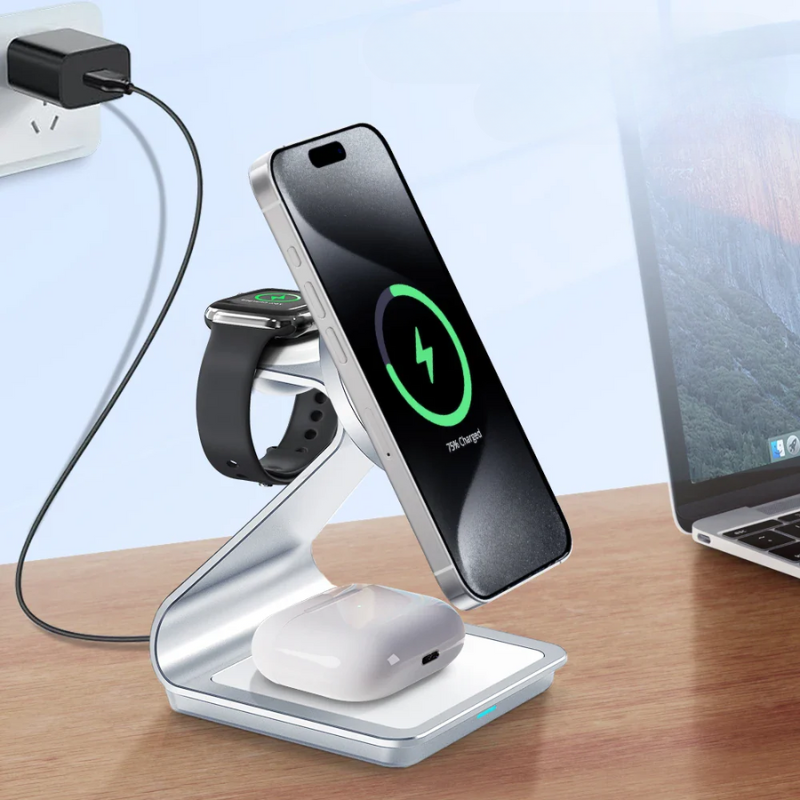 Magnétique - Trådløs 3-i-1 Oplader 30W til iPhone, Apple Watch og AirPods