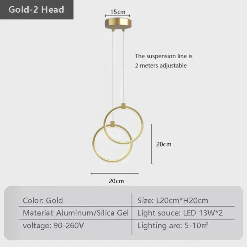 Elegant Double Ring Hanging Lamp | DuoGlow