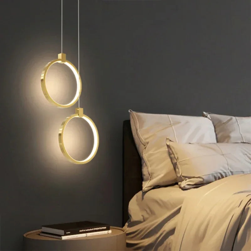 Elegant Double Ring Hanging Lamp | DuoGlow