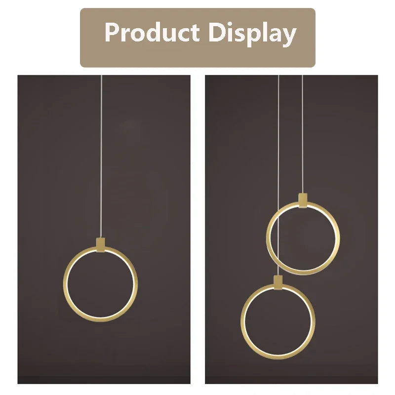 Elegant Double Ring Hanging Lamp | DuoGlow