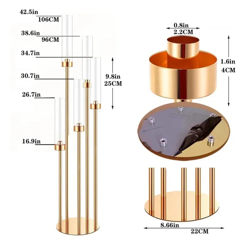 Metal Kandelaber med Akryl Dekoration | GoldElegance