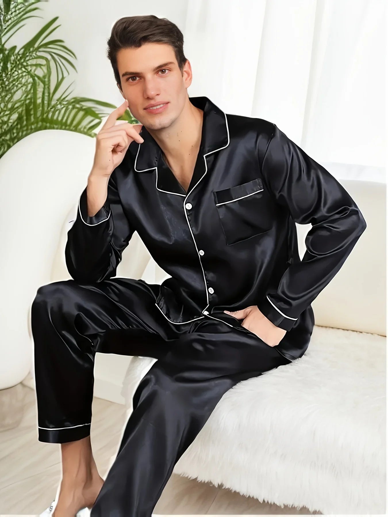 Herren-Pyjama-Set aus Seidensatin | Maximus