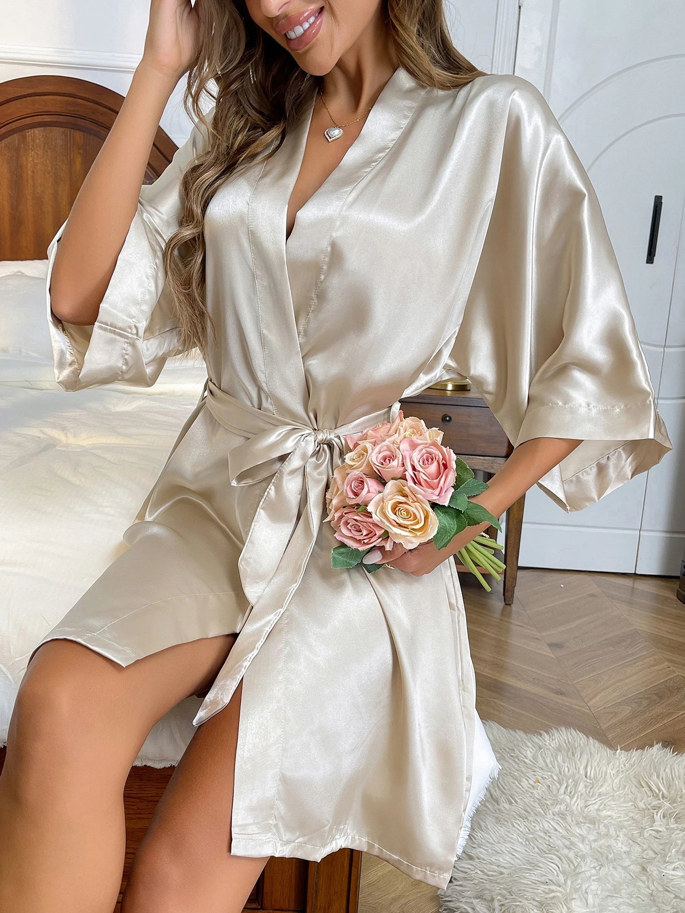 Luksus Satin Kimono til Kvinder | Isadora