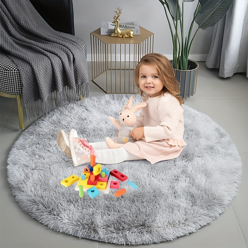 Ronde Regenboog Fluffy Vloerkleed – Zacht en Kleurrijk voor Elk Interieur | RainbowNest