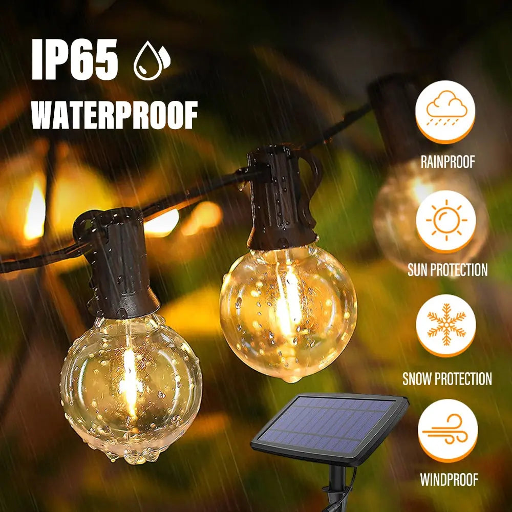 LED Solarlampe Lichtsnoer til Havebelysning med Automatisk Tænd/Sluk-Funktion-5