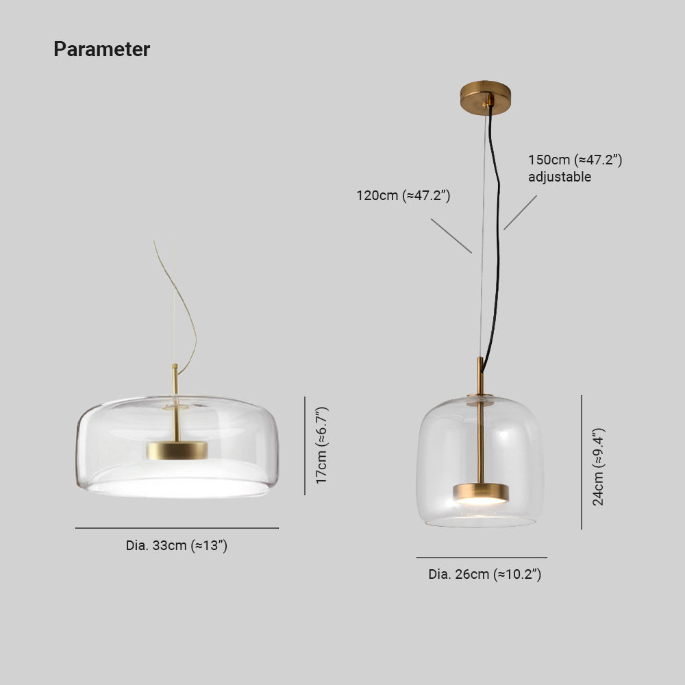 Retro LED Hængelampe i Guld Amber Metal Glas | Hailie